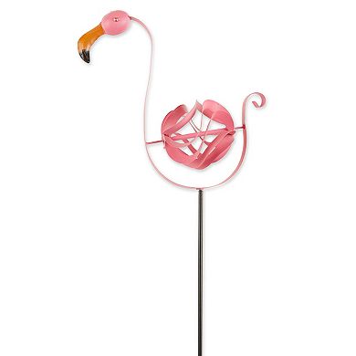 Twirling Metal Pink Flamingo Garden Stake