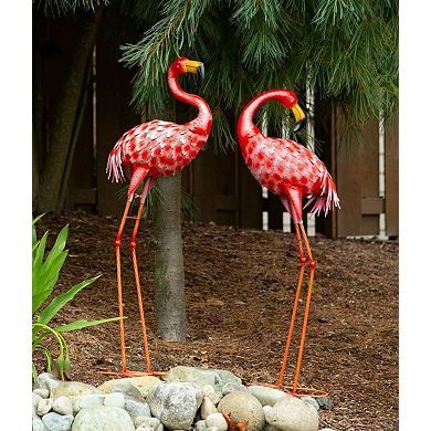 Bright Flamingo Yard Art - Looking Back