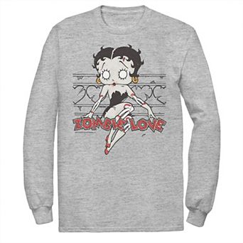 Big & Tall Betty Boop Zombie Love Heart Barb Wire Long Sleeve Graphic Tee