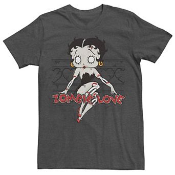 Big & Tall Betty Boop Zombie Love Heart Barb Wire Graphic Tee