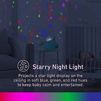 Pure Enrichment PureBaby™ Sound Sleepers Portable Sound Plush Narwhal Sleep Aid Machine & Star Projector