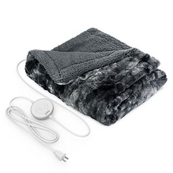 Pure Enrichment PureRadiance™ Faux Fur to Sherpa Heated Electric Throw Blanket