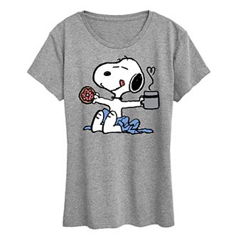 Women's Peanuts Donut Coffee Snoopy Graphic Tee