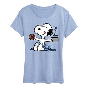 Women's Peanuts Donut Coffee Snoopy Graphic Tee