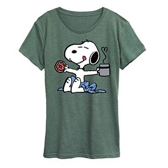 Women's Peanuts Donut Coffee Snoopy Graphic Tee
