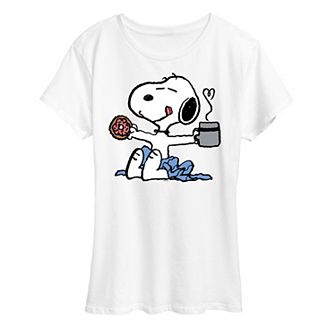 Women's Peanuts Donut Coffee Snoopy Graphic Tee