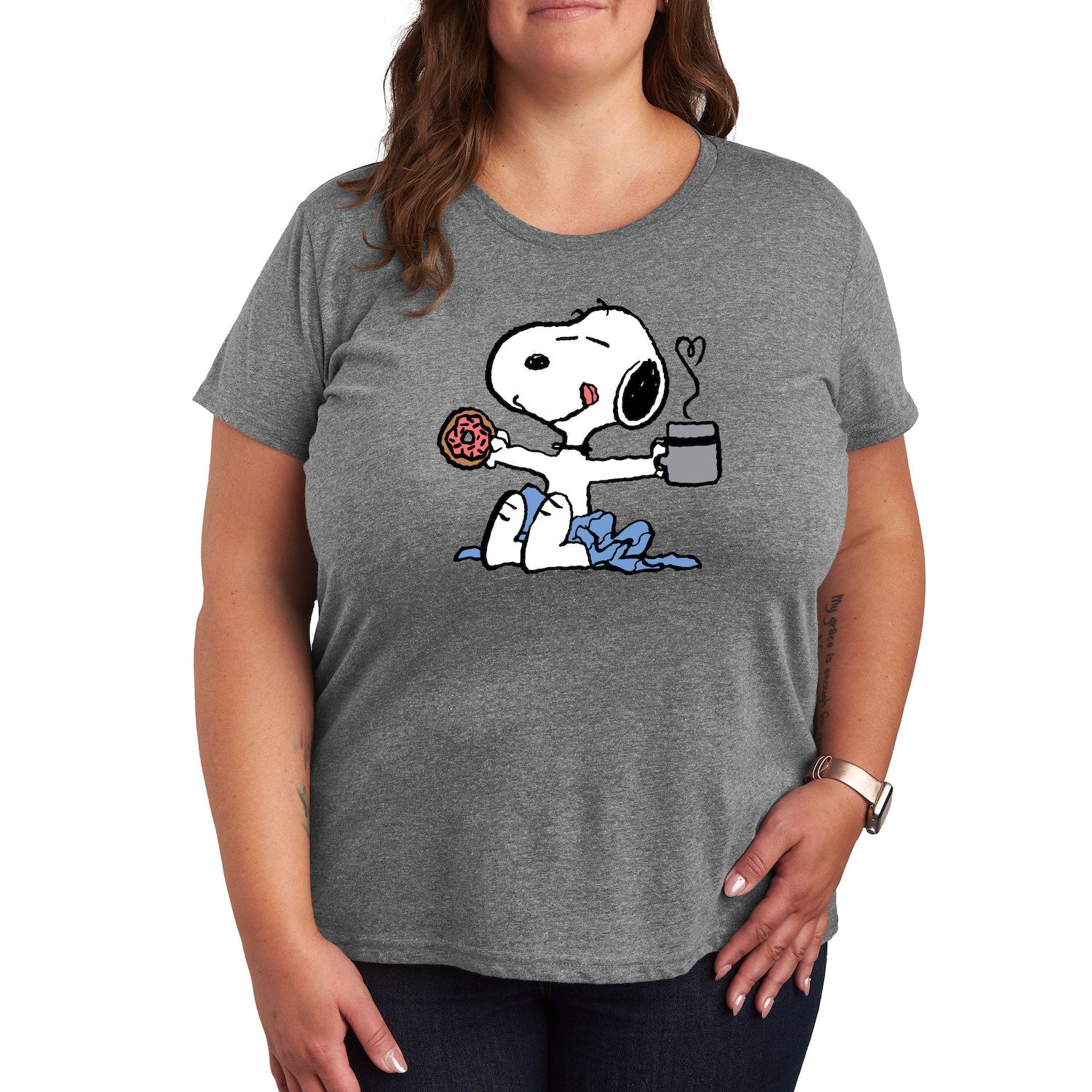 Peanuts T-shirt Donna – "But First Coffee" Con Snoopy, Manica Corta, Design Divertente - 2