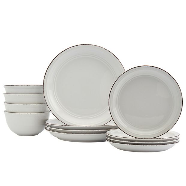 Tabletops Gallery 12pc White Farmhouse Dinnerware Set - 12 Piece