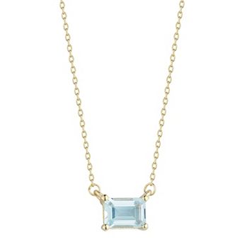 LUMINOR GOLD 14k Gold Solitaire Blue Topaz Necklace