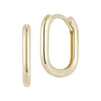 LUMINOR GOLD 14k Gold Square Oval Huggie Earrings
