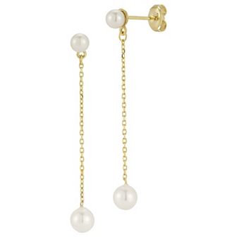 LUMINOR GOLD 14k Gold Double Cultured Pearl Drop Earrings