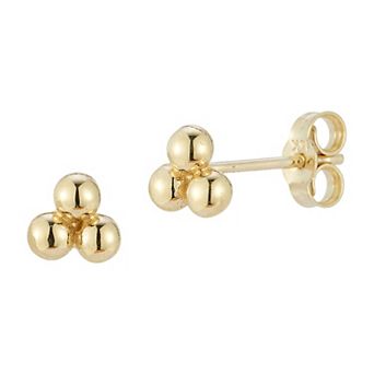 LUMINOR GOLD 14k Gold Tri Beaded Stud Earrings
