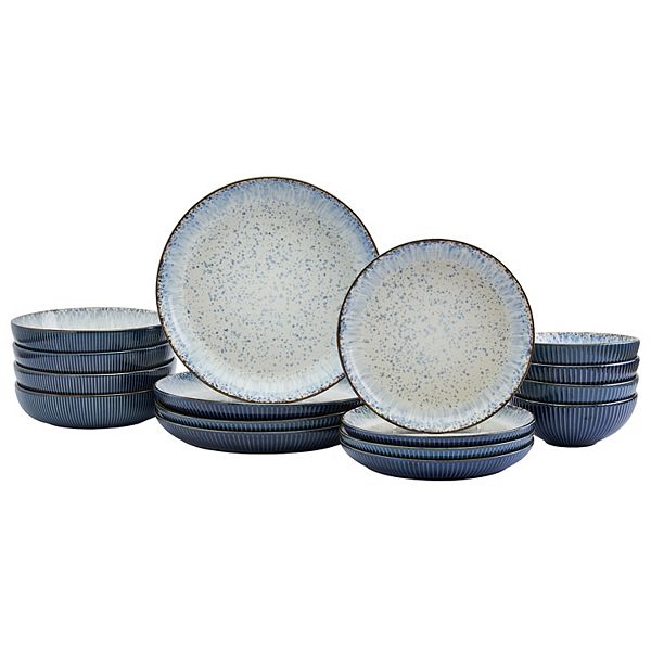 Tabletops Gallery Jura Smoke Reactive Glaze Stoneware 16pc. Dinnerware Set