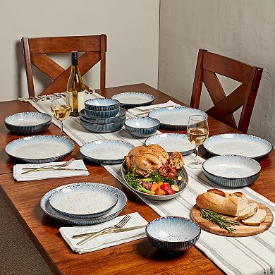 Tabletops Gallery Jura Smoke Reactive Glaze Stoneware 16-pc. Dinnerware Set