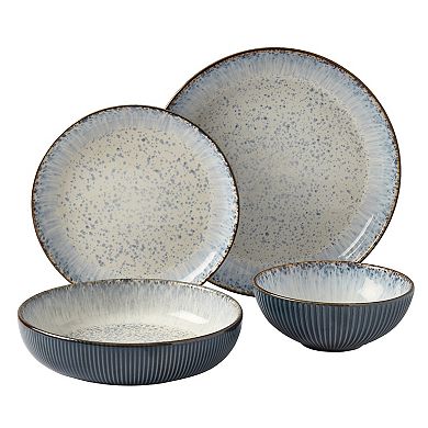 Tabletops Gallery Jura Smoke Reactive Glaze Stoneware 16-pc. Dinnerware Set