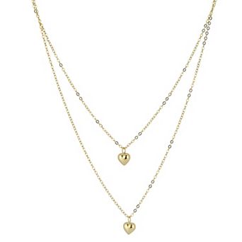 LUMINOR GOLD 14k Gold Double Layered Heart Necklace