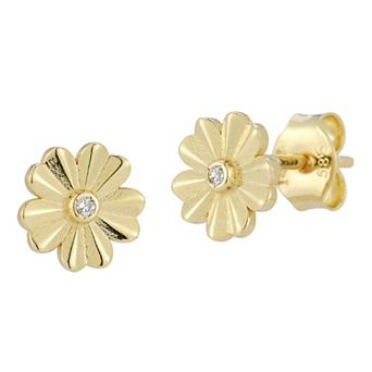 LUMINOR GOLD 14k Gold Diamond Accent Flower Stud Earrings