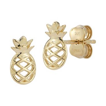 LUMINOR GOLD 14k Gold Pineapple Stud Earrings