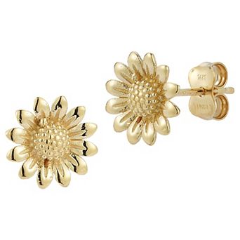 LUMINOR GOLD 14k Gold Sunflower Stud Earrings