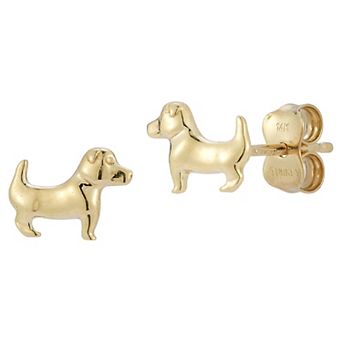 LUMINOR GOLD 14k Gold Dog Stud Earrings