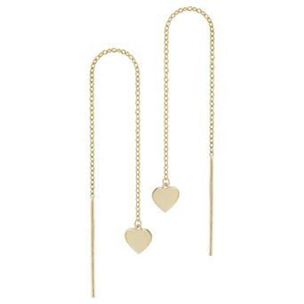 LUMINOR GOLD 14k Gold Heart Threader Earrings