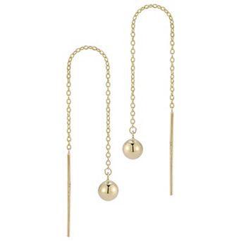 LUMINOR GOLD 14k Gold Ball Threader Earrings
