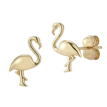 LUMINOR GOLD 14k Gold Flamingo Stud Earrings