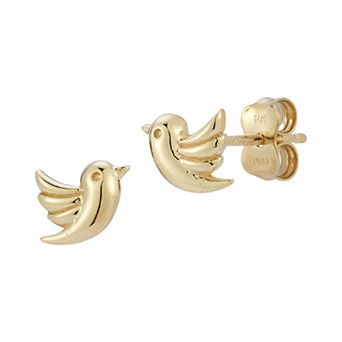 LUMINOR GOLD 14k Gold Dove Stud Earrings