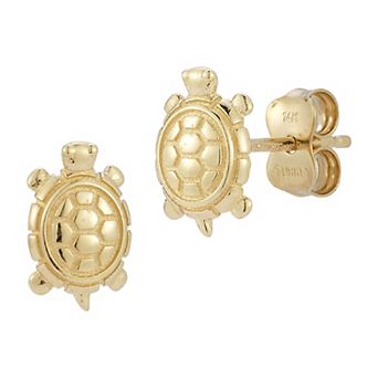 LUMINOR GOLD 14k Gold Turtle Stud Earrings