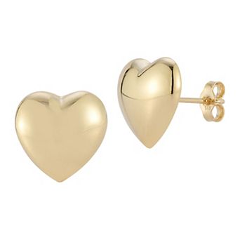 LUMINOR GOLD 14k Gold Hollow Small Heart Stud Earrings
