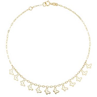 LUMINOR GOLD 14k Gold Butterfly Charm Anklet