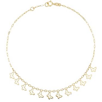 LUMINOR GOLD 14k Gold Butterfly Charm Anklet