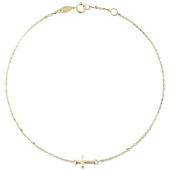LUMINOR GOLD 14k Gold Cross Anklet