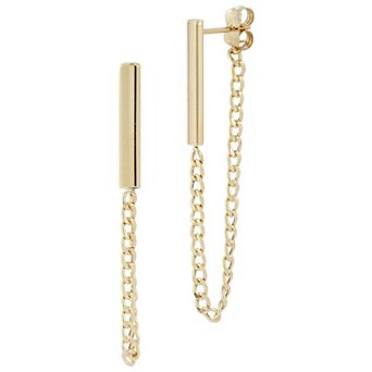 LUMINOR GOLD 14k Gold Bar Chain Front-to-Back Drop Earrings