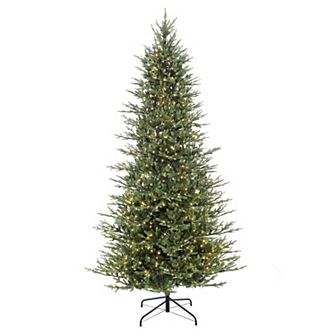 PULEO INTERNATIONAL 10-ft. Pre-Lit Slim Balsam Artificial Fir Christmas Tree