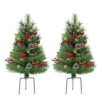 PULEO INTERNATIONAL 30" Pre-Lit Artificial Pine Branch Urn Filler Decor 2 pc Set
