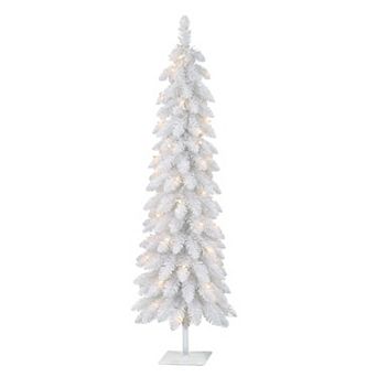 PULEO INTERNATIONAL 4-ft. Pre-Lit White Artificial Alpine Pencil Christmas Tree