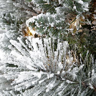 Puleo International Inc. 6.5-ft. Pre-Lit Flocked Pine Pencil Artificial Christmas Tree