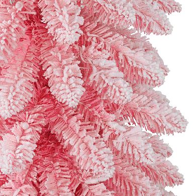 Puleo International Inc. 7-ft. Pre-Lit Flocked Pink Artificial Alpine Pencil Christmas Tree