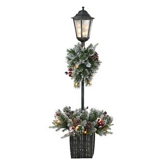 Puleo International Inc. 4-ft. Pre-Lit Artificial Pine Lamp Post