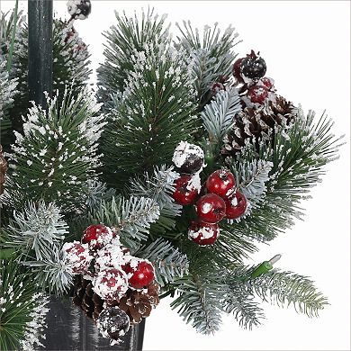 Puleo International Inc. 4-ft. Pre-Lit Artificial Pine Lamp Post