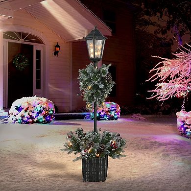 Puleo International Inc. 4-ft. Pre-Lit Artificial Pine Lamp Post