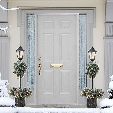 Puleo International Inc. 4-ft. Pre-Lit Artificial Pine Lamp Post