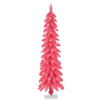 Puleo International Inc. 4-ft. Pre-Lit Pink Artificial Alpine Pencil Christmas Tree
