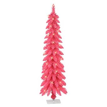 Puleo International Inc. 4-ft. Pre-Lit Pink Artificial Alpine Pencil Christmas Tree