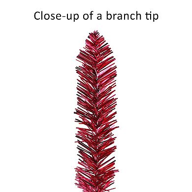 Puleo International Inc. 6-ft. Pre-Lit Red Tinsel Artificial Christmas Tree