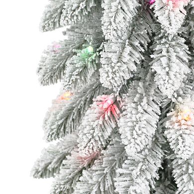 Puleo International Inc. 7-ft. Pre-Lit Flocked Artificial Alpine Pencil Christmas Tree