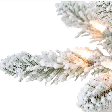 PULEO INTERNATIONAL 6.5-ft. 450-Light Flocked Fraser Fir Artificial Christmas Tree