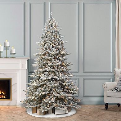 PULEO INTERNATIONAL 6.5-ft. 450-Light Flocked Fraser Fir Artificial Christmas Tree