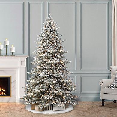 Puleo International 6.5-ft. 450-light Flocked Fraser Fir Artificial 